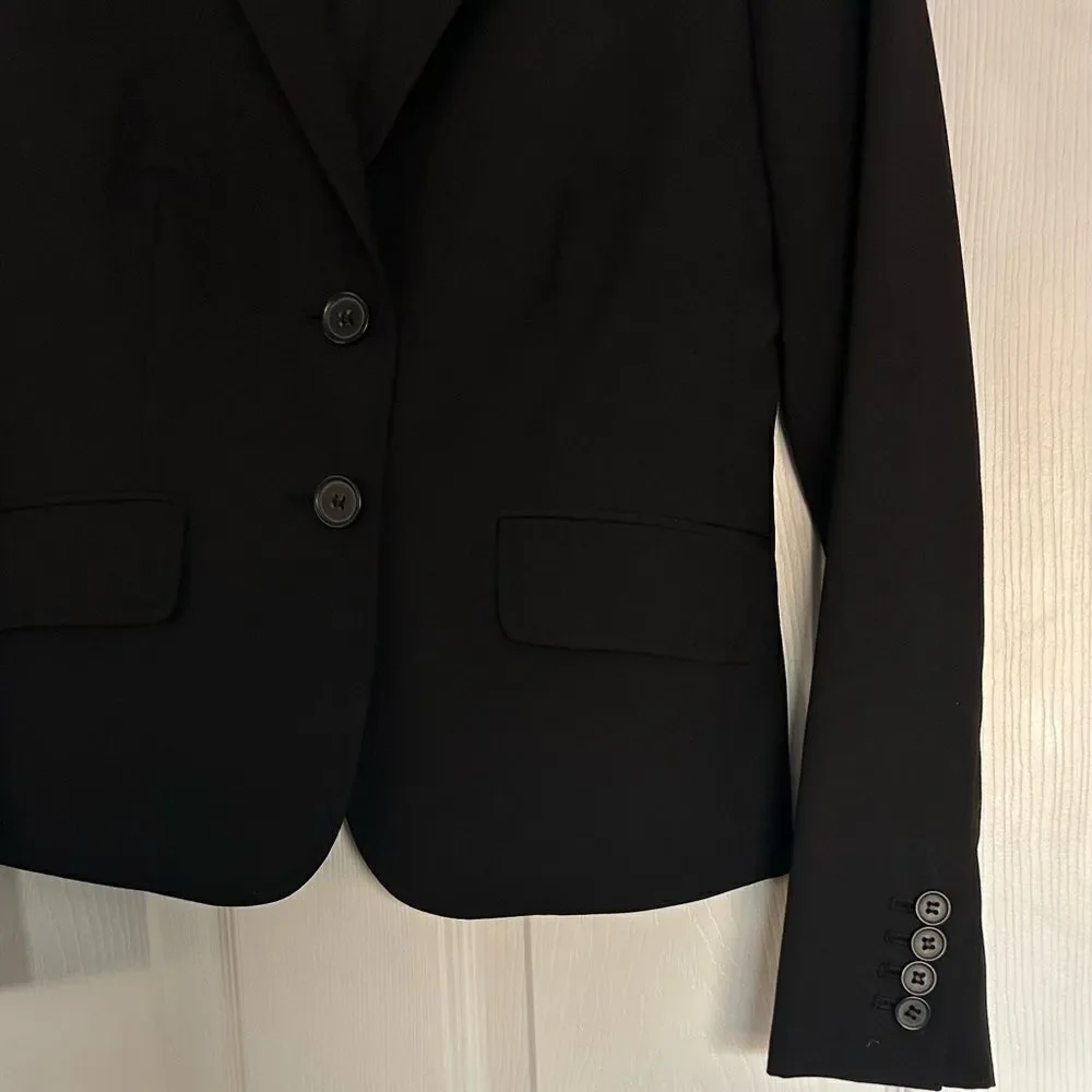 J. Crew Suiting Black Lightweight Wool Lined Blazer Size 0